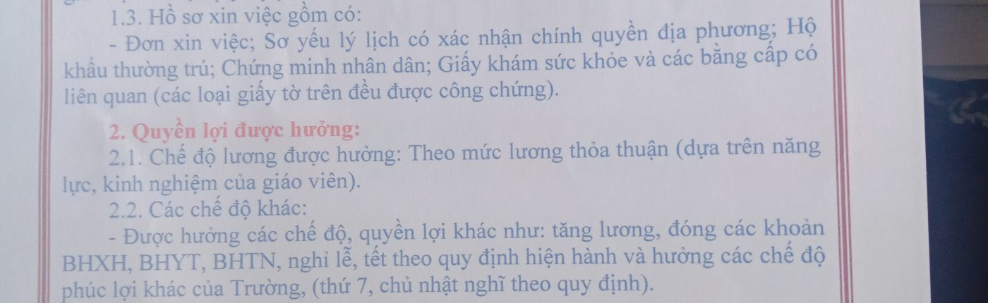 Thông Báo tuyển dụng giáo viên Mầm non Năm học 2020-2021